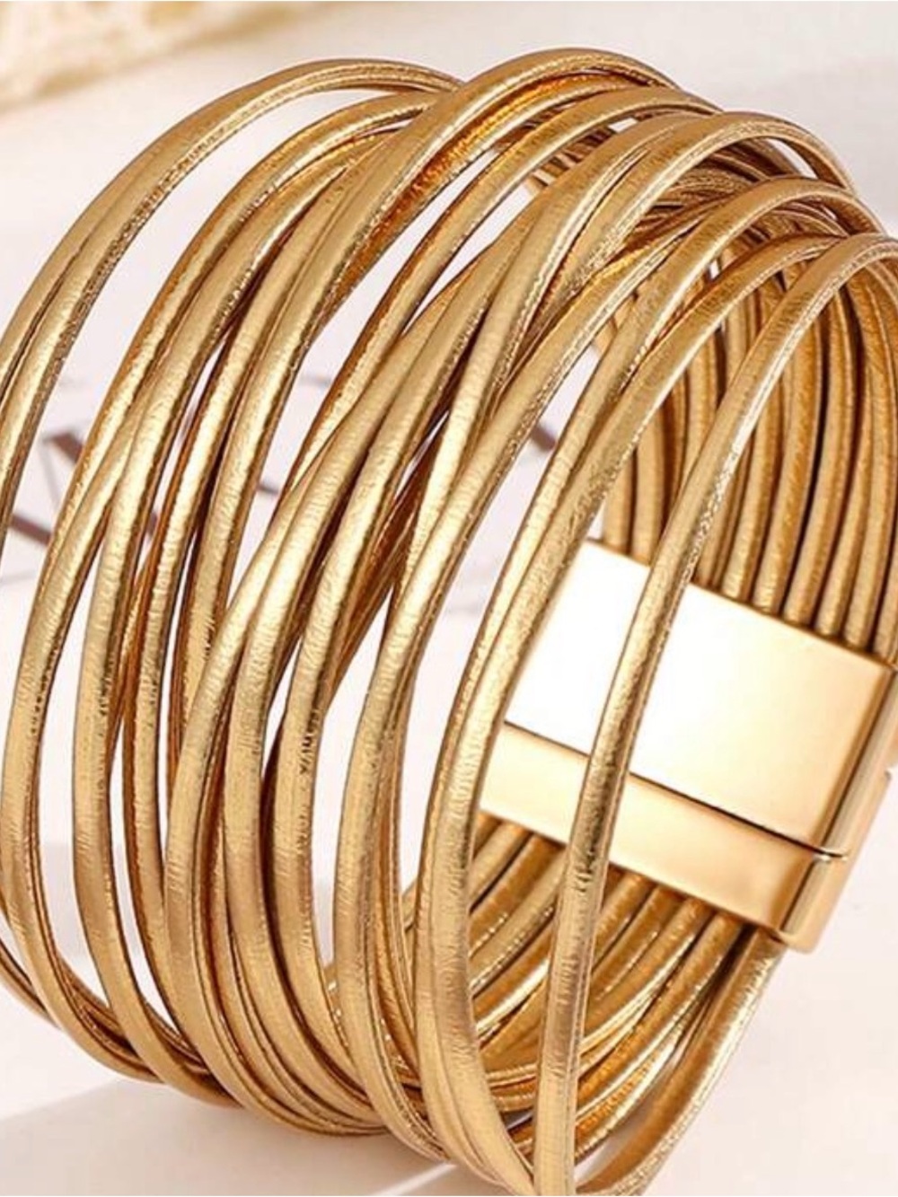 Gold Multi-Strand Magnetic Closure Bracelet